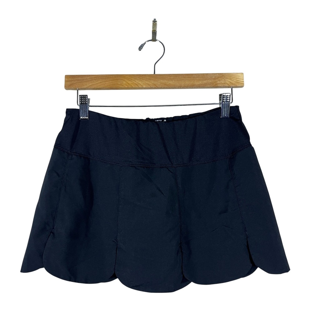 Fila Athletic Scalloped Petal Hem Skort Solid Skirt Black Tennis Sporty Size S
